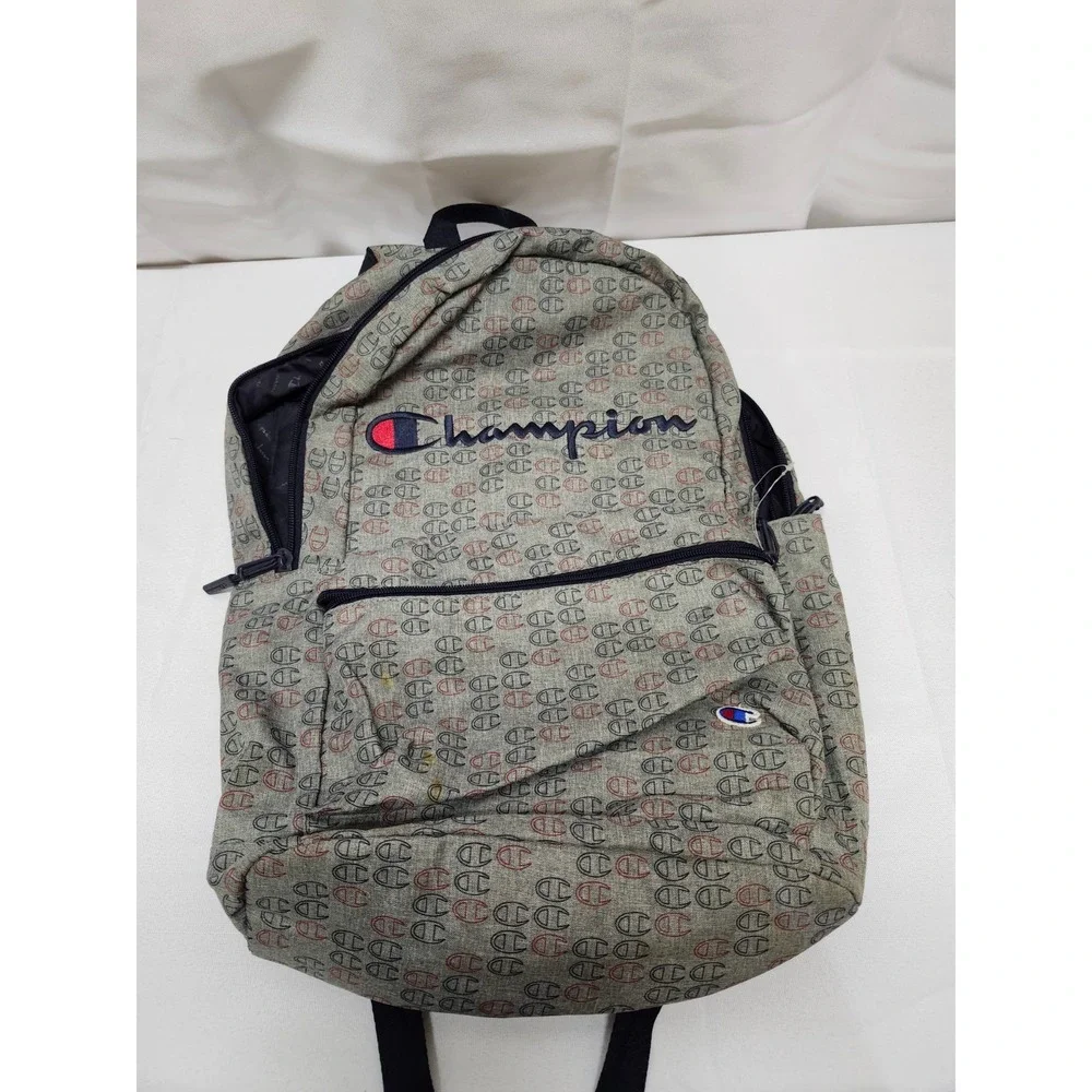 Champion Asher Logo Print Backpack Grey/Navy/Red Unisex